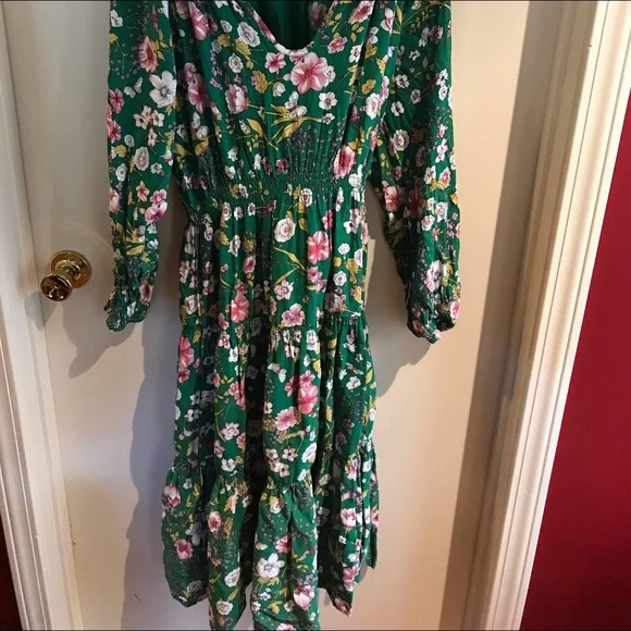 urban outfitters green dress with flowers Green Floral UO Formal Dress by Urban Outfitters